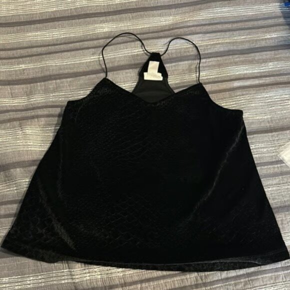 Black Spaghetti Strap Sleeveless Blouse Size Medium EUC #M-046 - Picture 4 of 4